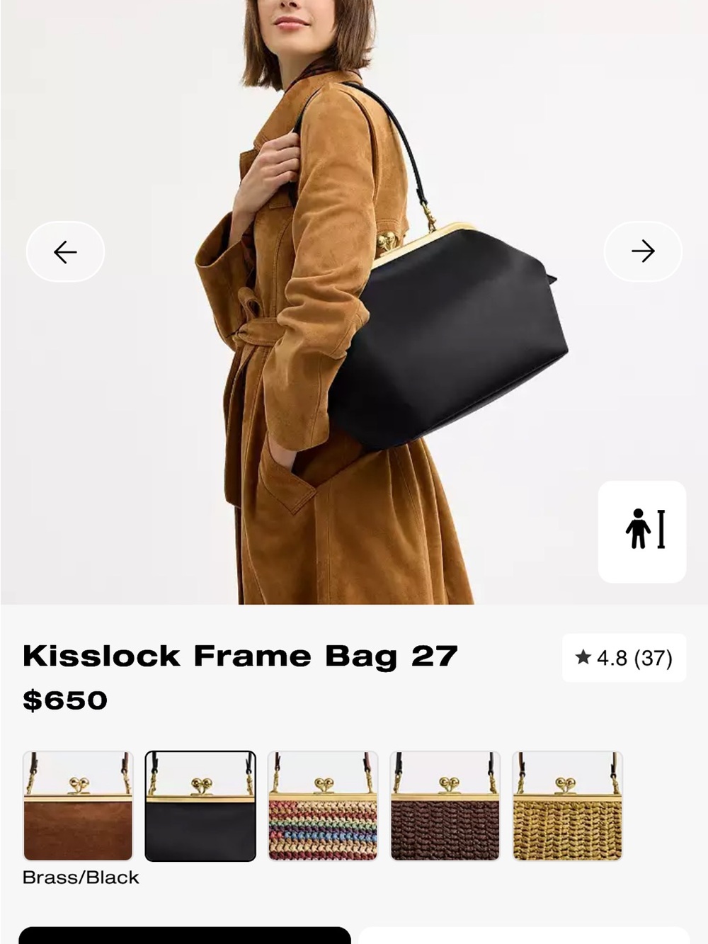 Coach Gray Leather Tote with Gold Chain Handles - Picture 3 of 8